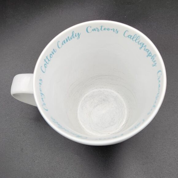 Lisa Audit Letter "C" Mug Cup Ribbed Floral Words Cotton Candy Chocolate Cats - Picture 2 of 8